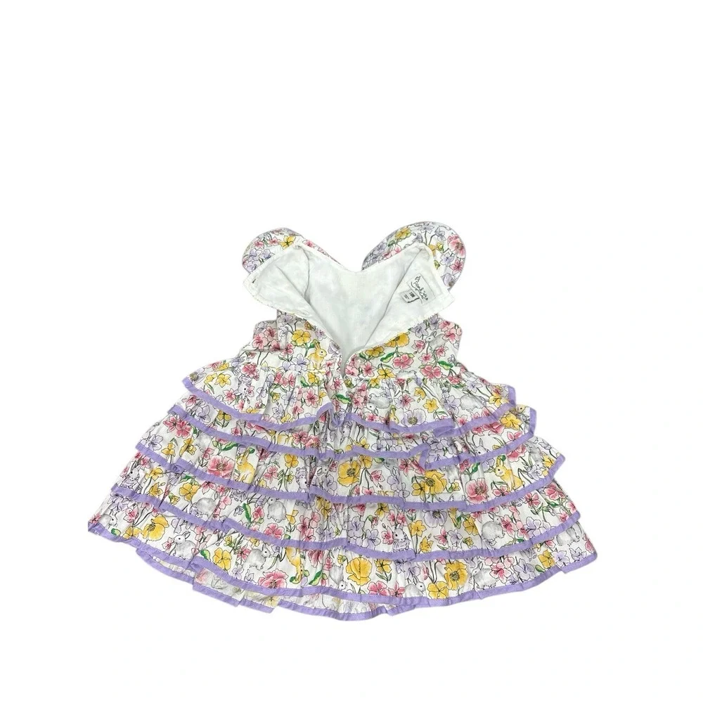 Pippa & Julie Baby Girl Floral Bunny Print Ruffled Dress Easter Spring 18 Months